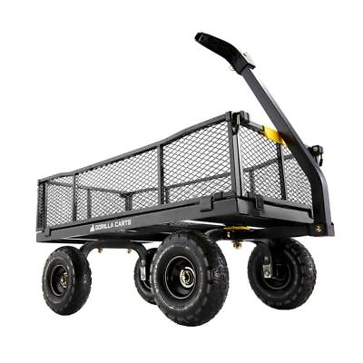 #ad Gorilla Garden Cart 4 Cu FtSteelRemovable SidesTowableZero Turn Steering $162.45