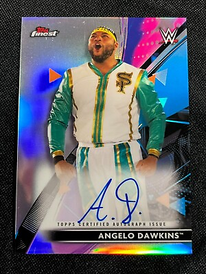 #ad 2021 Topps Finest WWE Roster Smack Down Angelo Dawkins RA AD Auto Card AA $24.99