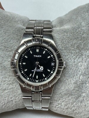 #ad Ladies Timex Silver Tone WR 30M Quartz Date Watch New Battery $10.93