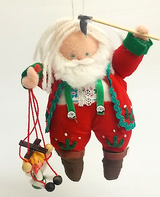 #ad Handmade Santa Claus with Puppet Pinocchio 5 inch Ornament Christmas $11.69