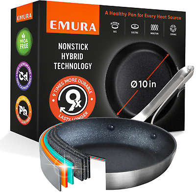 #ad EMURA® nonstick frying pan Aluminum non stick coating skillet PFOA amp; PTFE free $62.95