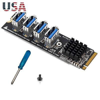 USB 3.0 PCI E Card M.2 to PCIE Extender Riser 4 Port Extension Adapter Card $24.35