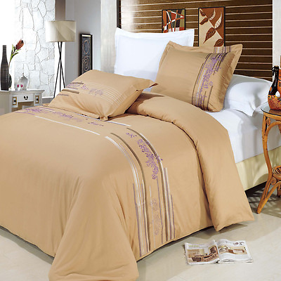 #ad Luxury Modern Classic Cecilia Cotton Embroidered Silky Soft Duvet Cover Set $59.99