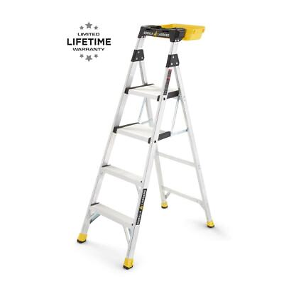 #ad 5.5 Ft. Aluminum Dual Platform Heavy Duty Ladder With Project Bucket $116.24