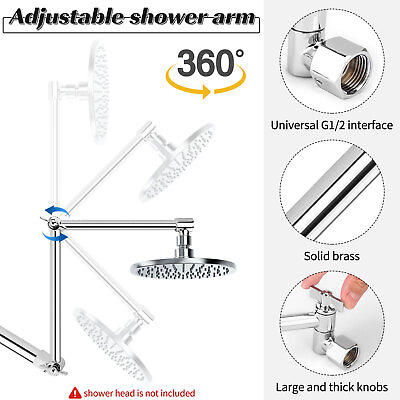 #ad Adjustable Height Brass Shower Head Arm Extension 11inch with Lock Joints $19.94