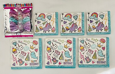 #ad Girl’s UNICORN Party Supplies Favors Assorted 124 Pieces NEW $16.88