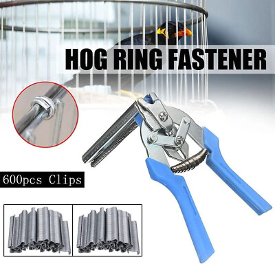 #ad Type M Nail Ring Plier Kit Poultry Bird Cage Fasten Hog Wire Clamp Staples Tool AU $13.86
