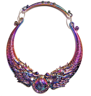 #ad RAINBOW METAL DRAGON CHOKER Asian Chinese 90#x27;s yin yang retro collar necklace 6I $19.99