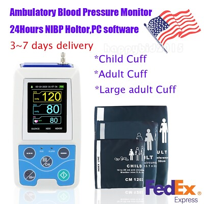 #ad CONTEC ABPM50 24 hours Ambulatory Blood Pressure Monitor Holter3 cuffs CEamp;FDA $179.00