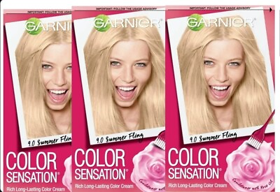 #ad 3 Garnier Color Sensation Long Lasting Hair Color Cream LIGHT NATURAL BLONDE 9.0 $42.85