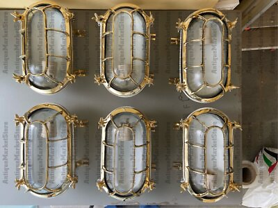 #ad Retro solid Brass Wall Light Antique Wall Sconce Lighting Fixture Set of 6 $870.00