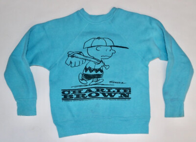 #ad Peanuts Gang CHARLIE BROWN vintage SPRUCE sweatshirt 10 12 blue Schulz $749.99