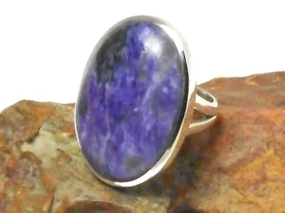 #ad Oval Purple CHAROITE Sterling Silver 925 Gemstone RING Size: 6 $69.00