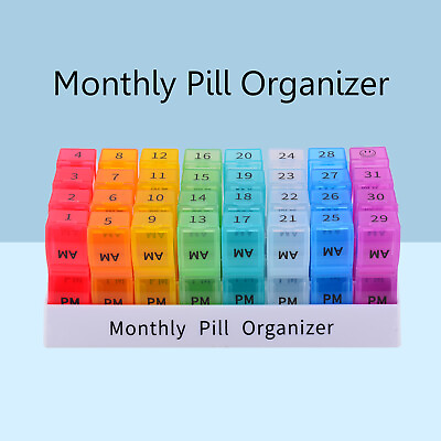 #ad Monthly Pill Organizer Case Box 31 Days Case Medicine Storage 2 Times a Day AMPM $13.95