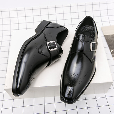 #ad Men#x27;s Handmade Black Leather Monk Strap Oxford Dress Shoes Wedding Party Formal $35.98