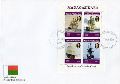 #ad Madagascar 2019 FDC Captain James Cook Voyages 4v M S Cover Boats Ships Stamps GBP 13.75