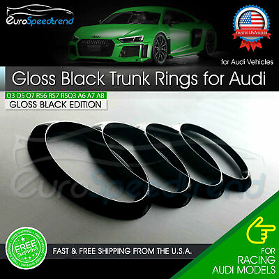 #ad Audi Gloss Black Rings Trunk Liftgate Emblem Rear Logo Badge Q3 Q5 Q7 A6 A8 SQ5 $15.99