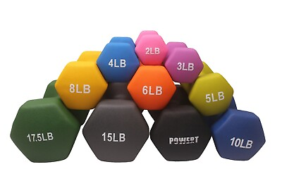 #ad POWERT HEX Neoprene Coated Colorful Dumbbell Weight Lifting Training One Pair $12.49