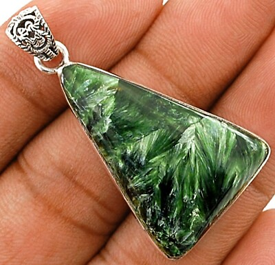 #ad Natural Russian Seraphinite 925 Solid Sterling Silver Pendant Jewelry NW17 4 $32.99
