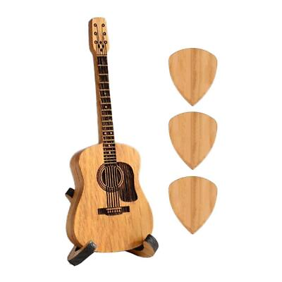 #ad Wooden Acoustic Guitar Pick Box with Stand Portable Guitar Picks Storage S3 V9S7 $4.73