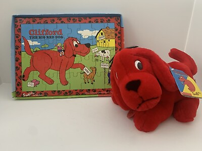 #ad CLIFFORD quot;The Big Red Dogquot; Plush amp; 32 pc Wooden Puzzle VINTAGE $26.95