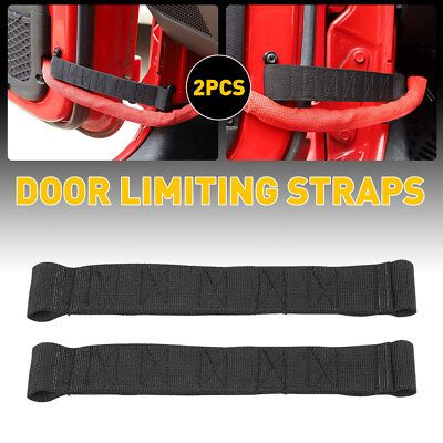 #ad New 2X Black Door Limiting Check Strap Firm For Jeep Wrangler CJ YJ TJ JK JKU $11.99