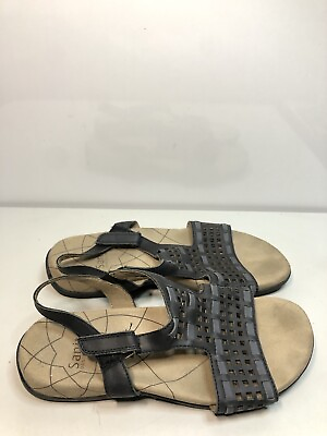 #ad Sanita Danish Black Leather Ankle Strap Casual Open Sandals Women Sz 38EU 7.5US $15.68