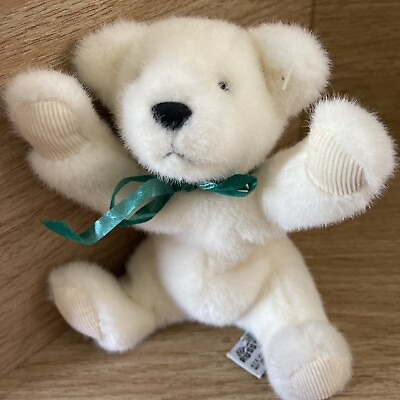 #ad Russ Ozzie white polar bear plush toy tush tag PE Pellets beanie stuffed animal $14.99