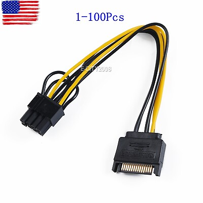 #ad Lot 15pin SATA Male to 8pin 62 PCI E Video Card Power Adapter Cable 20CM $19.80