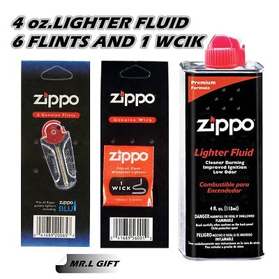 #ad Zippo 4oz Fuel Fluid 1 Flint amp; 1 Wick Value pack Combo $8.35
