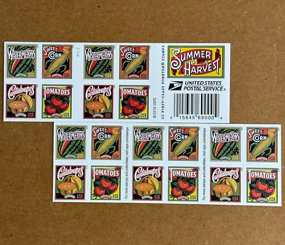 #ad Summer Harvest Booklet of 20 Postage Stamps self stick Holiday Celebration MNH $12.95