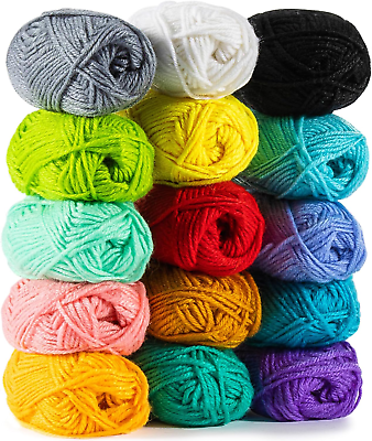 #ad 15X20G Acrylic Yarn for Crocheting Soft Knitting Yarn for Crafts Multicolor Ya $10.99