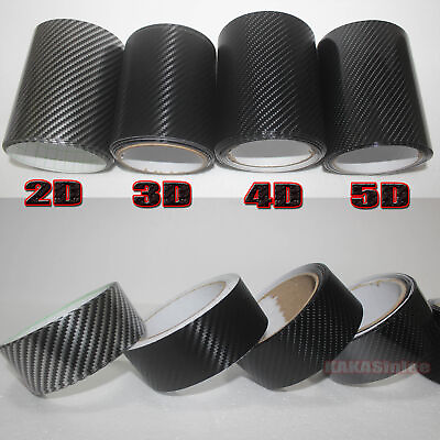 #ad Tape Decal 2D 3D 4D 5D Texture Carbon Fiber Vinyl Wrap Car Sticker Strips Black $41.82