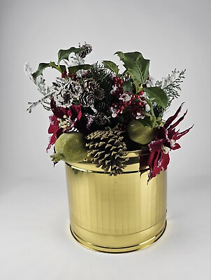 #ad Large Bristol Brass Plant Container Gold Flower Planter USA Vintage Floral Pot $59.99