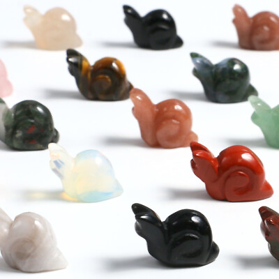 #ad 1quot; Natural Quartz Crystal Mini Snail Hand Carved Healing Animal Miniture Decor $2.99