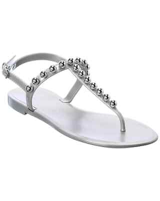 #ad Stuart Weitzman Goldie Silver Stud Jelly T strap Sandals Women’s Size 8 New $44.96