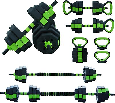 #ad 4 in 1 44LBS Adjustable Weight Dumbbell Set Barbell Kettlebell Home Gym Fitness $72.79