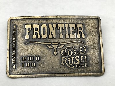 #ad vintage 80s FRONTIER GOLD RUSH CLUB BELT BUCKLE cowboy miner western bull $19.99