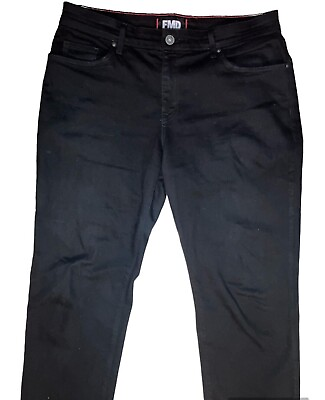 #ad FMD Fran Denim Daniel Straight Leg Black Jeans Stretch 36x32 Made in USA $49.99