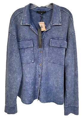 #ad Jane And Delancey Women#x27;s Button Down Shirt Top Garment Dye Size XL Navy Blue $24.99