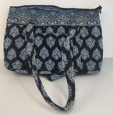 #ad Vera Bradley Tote Bag Purse Ink Blue Villager Medium Size Mom Gift Granny Casual $42.99