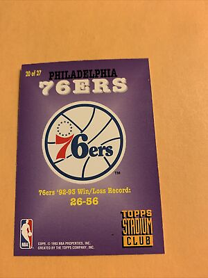 #ad #20 Philadelphia 76ers Super Team 1993 94 Stadium club Set Break members only $2.49