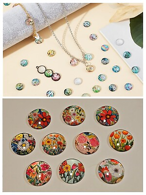 #ad 10Pcs 30mm Glass Cabochons Flower Power For Jewelry Making US SHIPPER $12.95