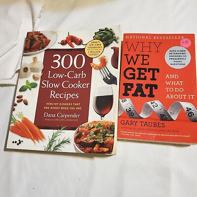 #ad Lot Of 2 Books 300 Low Carb Slow Cooker Recipes Cookbook amp; Why We Get Fat PB $12.95