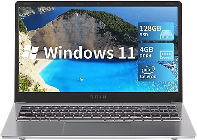 #ad SGIN 15.6quot; Laptop Intel Celeron 2.8GH 4GB Memory 128GB eMMC HDMI Silver $159.00