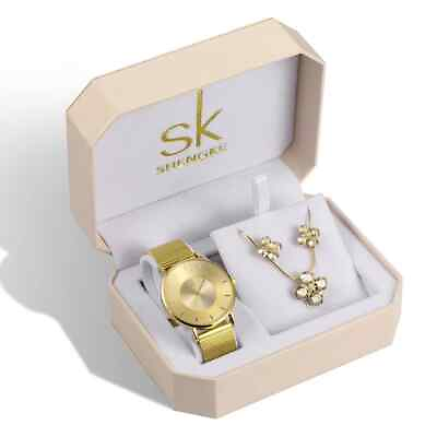 #ad SHENGKE SK Luxury Jewelry Watches Set Bracelets amp; Bangles Watch Earring Necklace $53.84