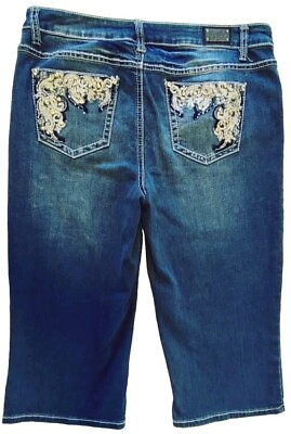 #ad Earl Jean Women Jeans Size P 12 Length 27quot; Waist 34quot; Embroidered Pockets $21.99