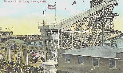 #ad Vintage Postcard Bamboo Slide Long Beach CA $7.99