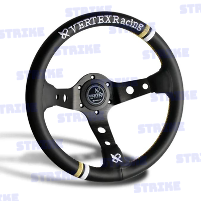 #ad 330mm Vertex Leather Deep Dish Modified Steering Wheel Sports Steering Wheel New $63.98