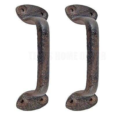 #ad 2 Cast Iron Door Handles Rustic Antique Style Barn Gate Shed Door Cabinet Pull $19.95